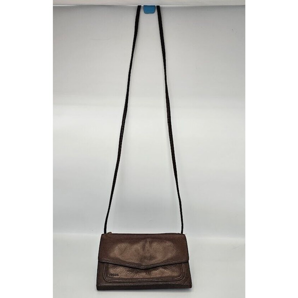 Fossil Crossbody Wallet Organizer Envelope Cell Phone Case Brown Leather - Picture 4 of 11